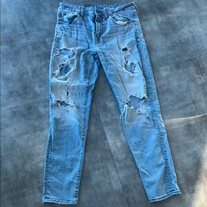 American Eagle Outfitters Blue Skinny Distressed Jeans